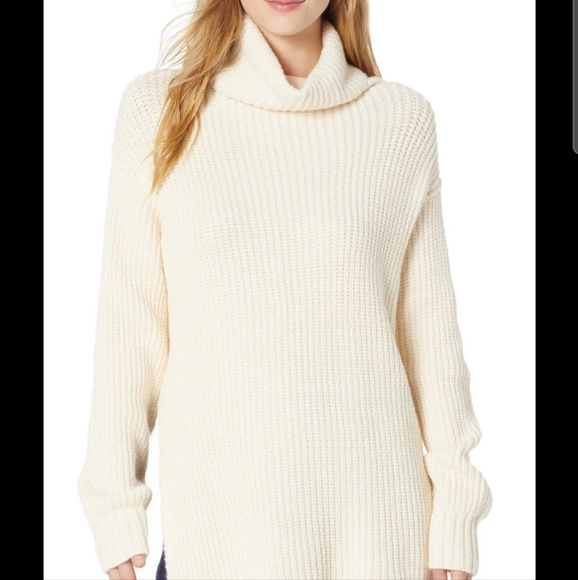 Free People Eleven Chunky Knit Cream Turtleneck Size Large - Picture 1 of 16